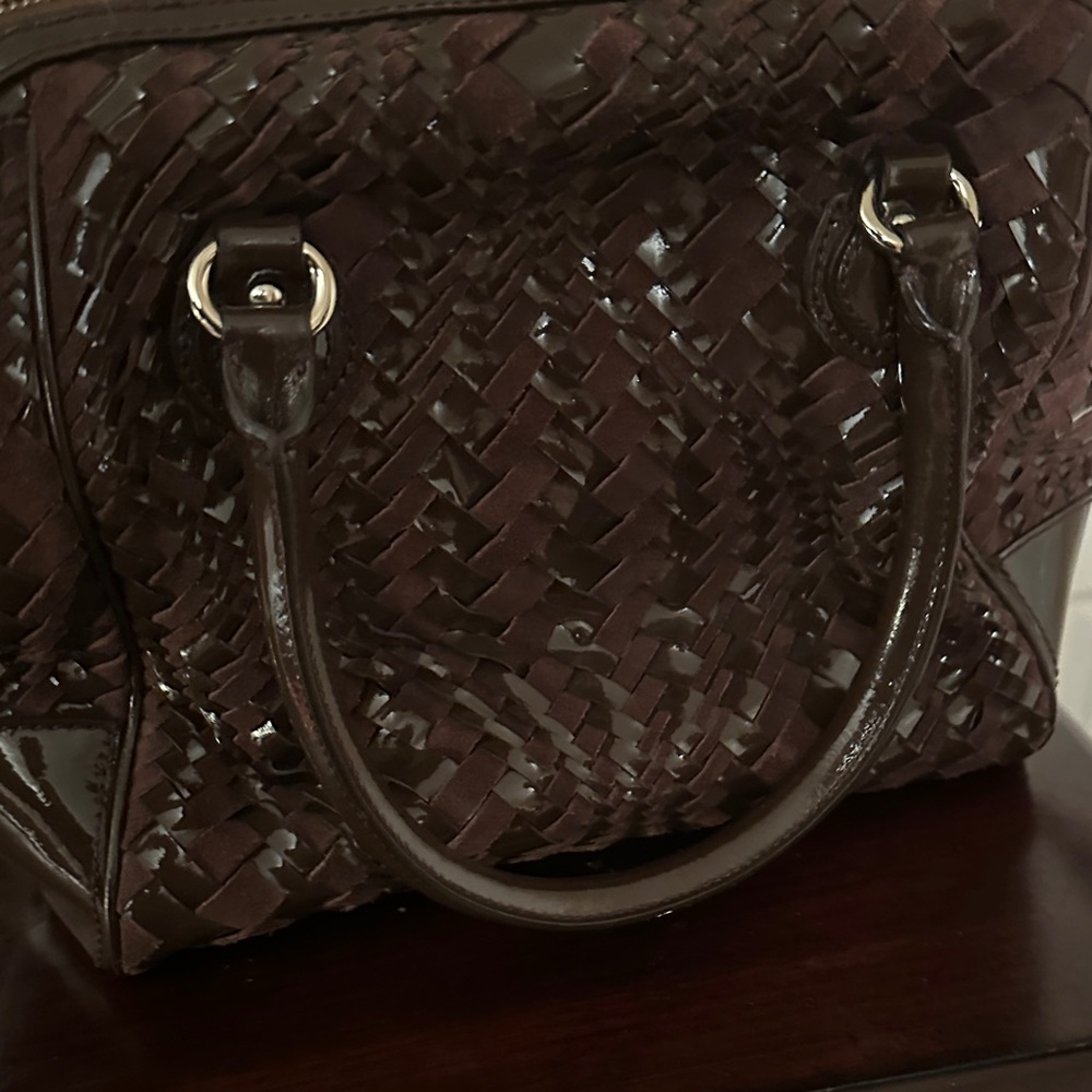 Cole Haan Dark Brown Woven Satchel - Picture 6 of 6